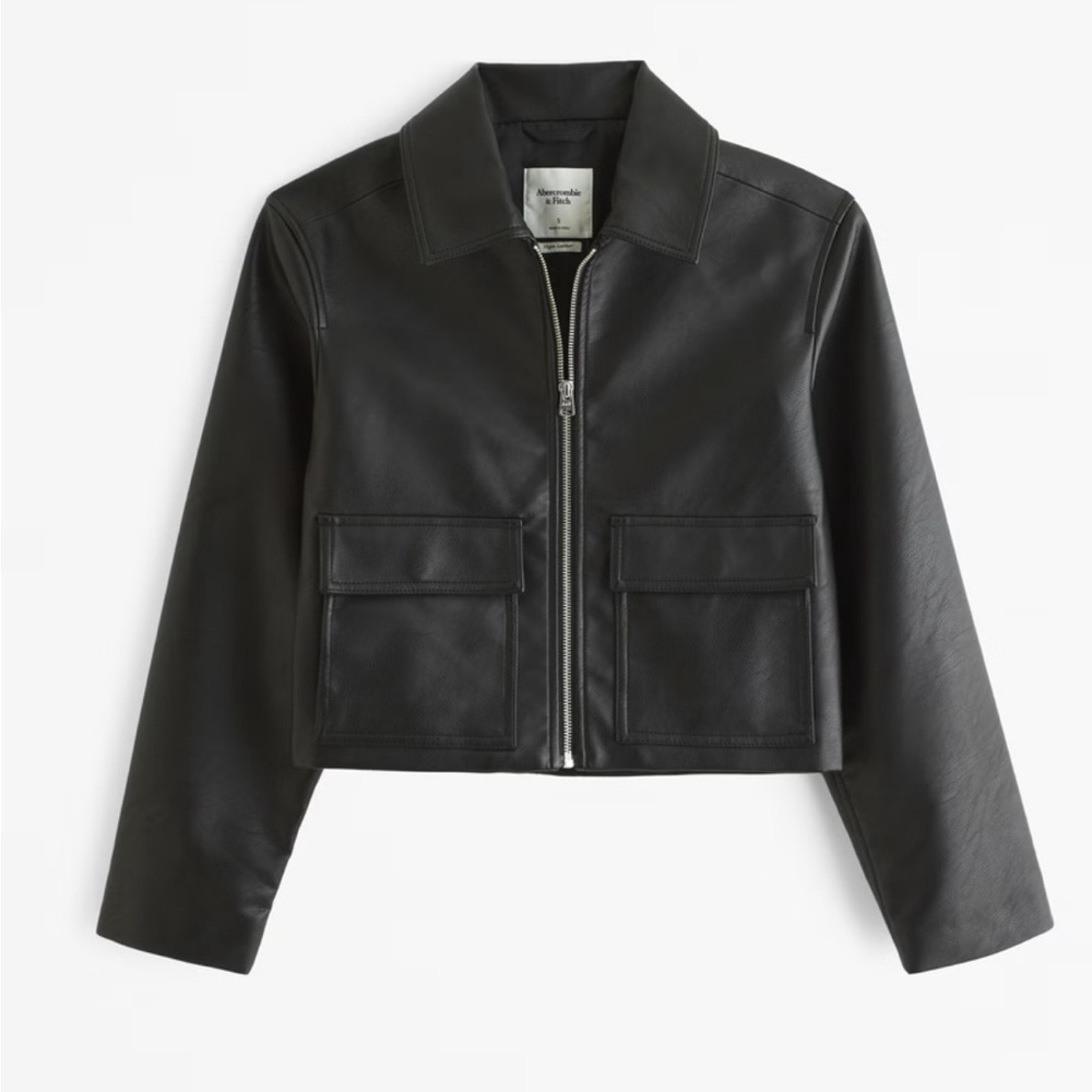 Vegan Leather Trucker Jacket ABERCROMBIE & FITCH